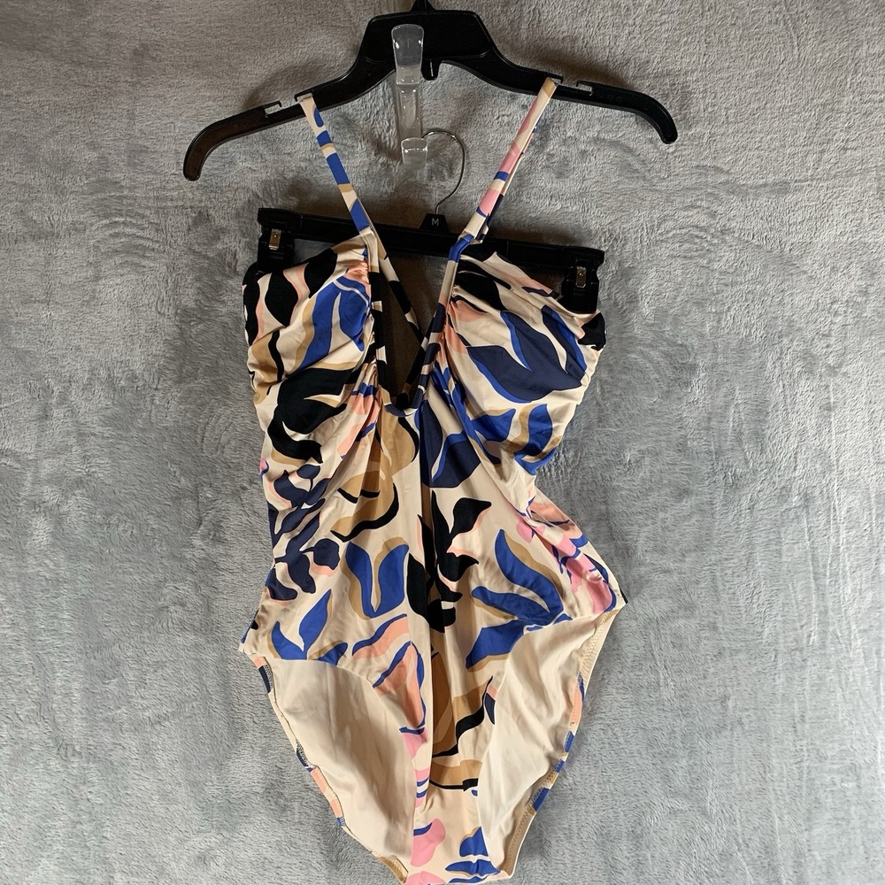 Red‎ Carter Women's Swimsuit L One Piece Floral Moonstone Plunge U Wire Neck NWT